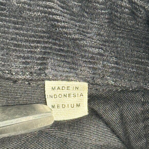 Buck Mason Corduroy Shirt Men's Medium Black Long Sleeve Front Pocket - Picture 4 of 11